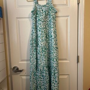 Green, White, Teal Pattern Dress